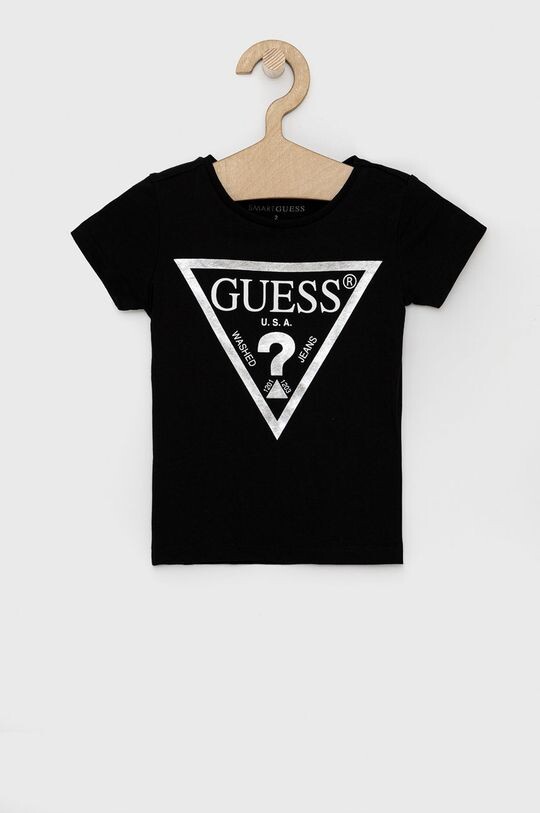 

Детская хлопковая футболка Guess, черный