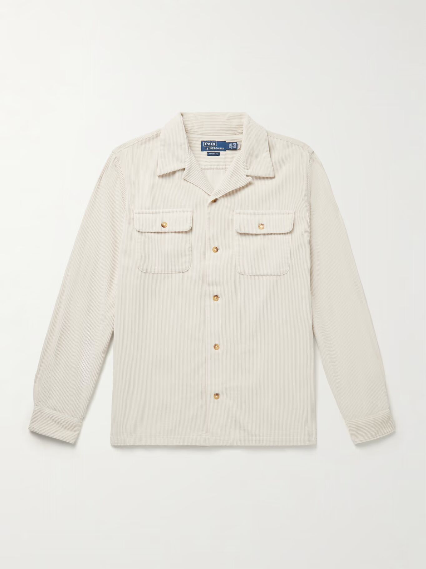 

Рубашка из хлопка и вельвета с откидным воротником POLO RALPH LAUREN, кремовый