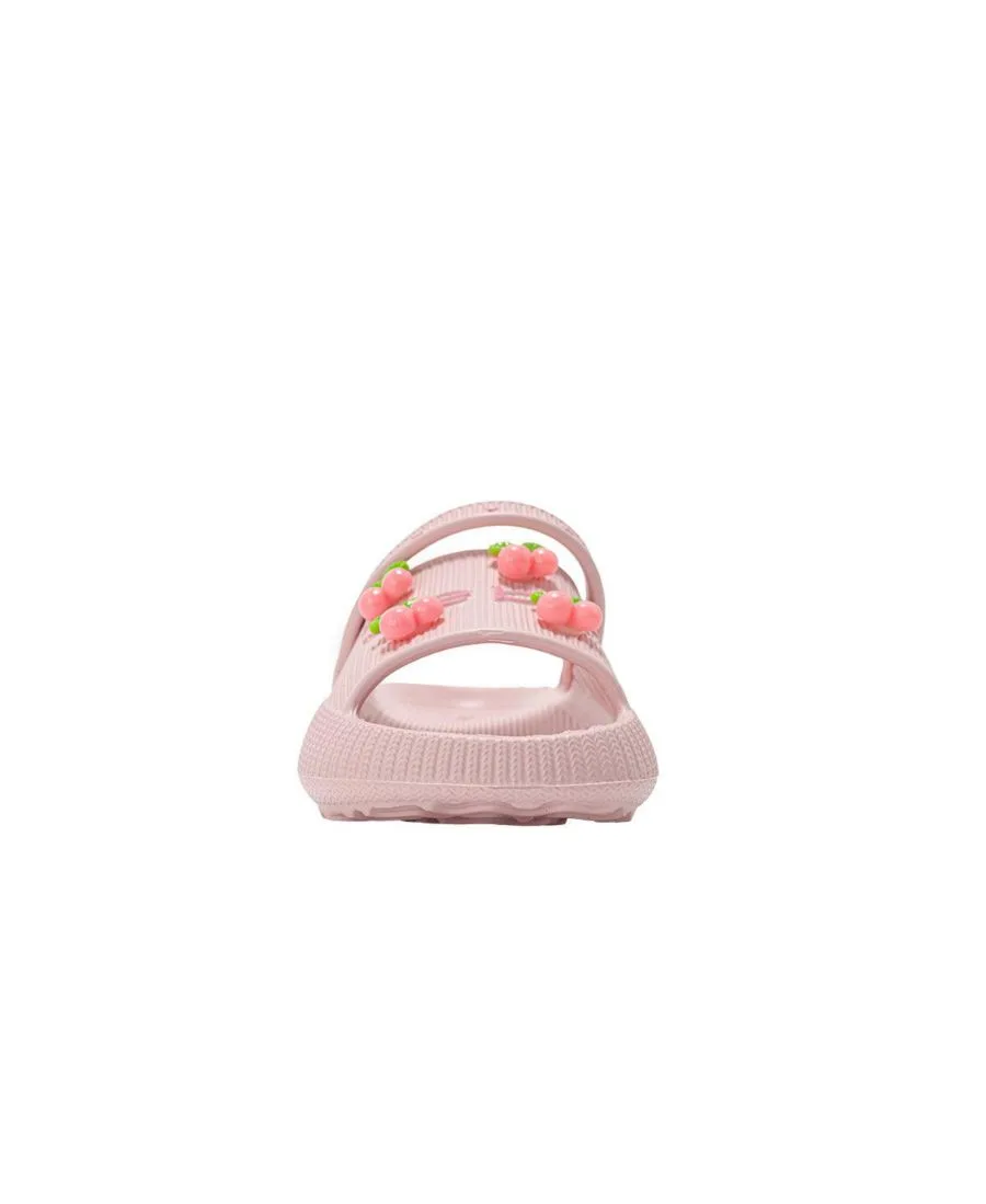 Легкие шлепанцы из ЭВА для маленьких девочек с вишневыми подвесками Bebe, baby розовый — фото 4