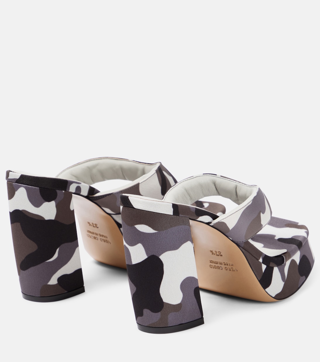 Сандалии-шлепки Gia 17 Uni с камуфляжным принтом на платформе Gia Borghini, Black&White Camo — фото 3