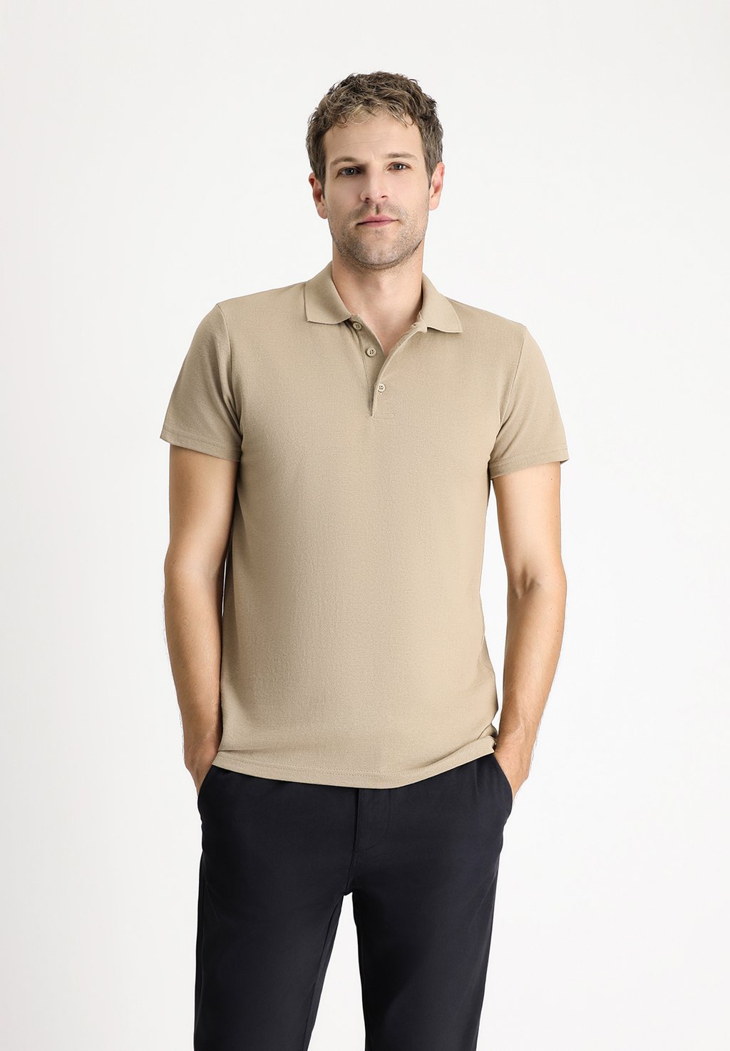 

Поло 3-BUTTON REGULAR CUT STIFF COLLAR Kigili, серо-коричневый
