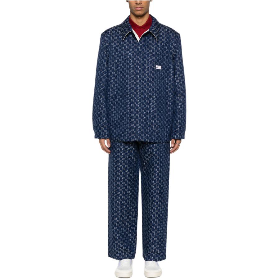 Брюки Gg Shadow Jacquard GUCCI, синий белый — фото 3