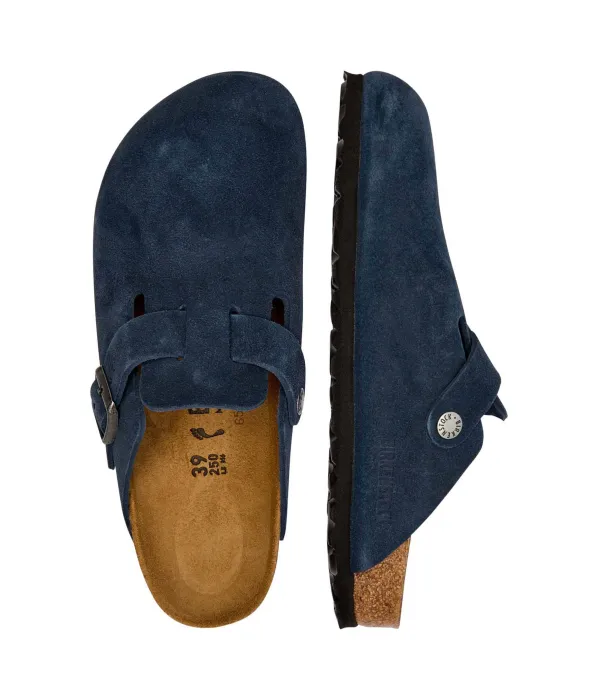 Бостонские мюли с кожаными сандалиями Narrow fit Birkenstock, синий — фото 4