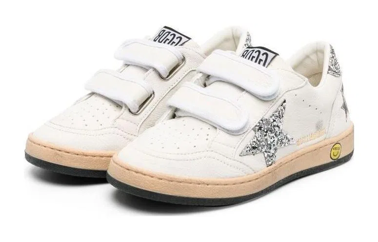 Кроссовки детские с блестками Golden Goose бело-серебристые