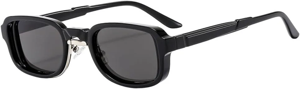 

Модные маленькие прямоугольные женские солнцезащитные очки для мужчин, винтажные очки с полой конструкцией, солнцезащитные очки UV400 generic, Black Black