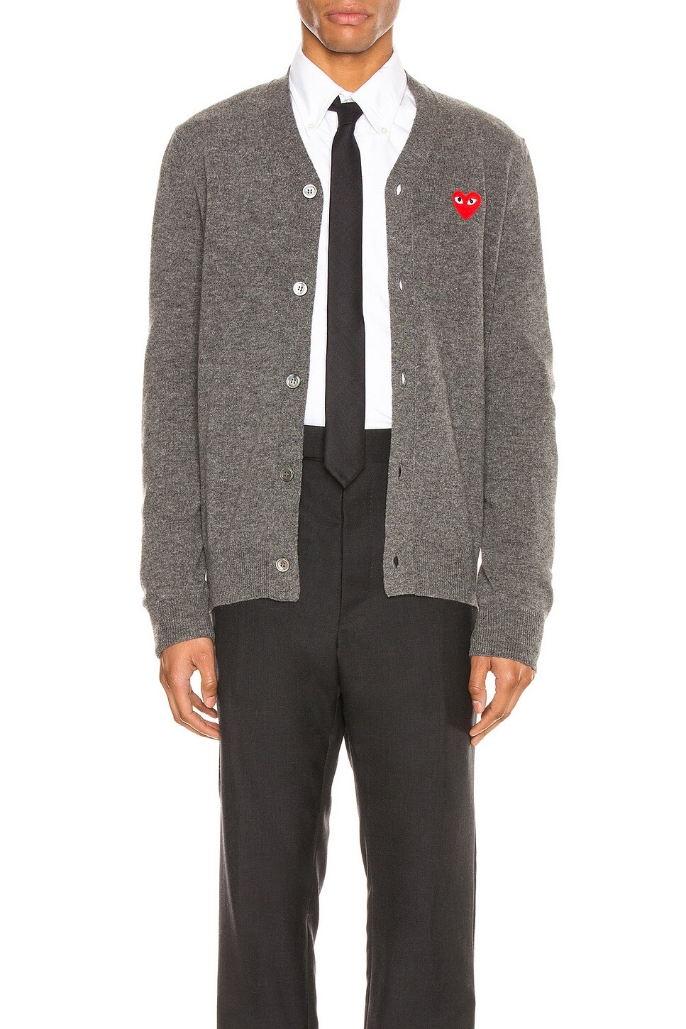

Кардиган из овечьей шерсти с красной эмблемой Comme Des Garcons Play, цвет Medium Grey