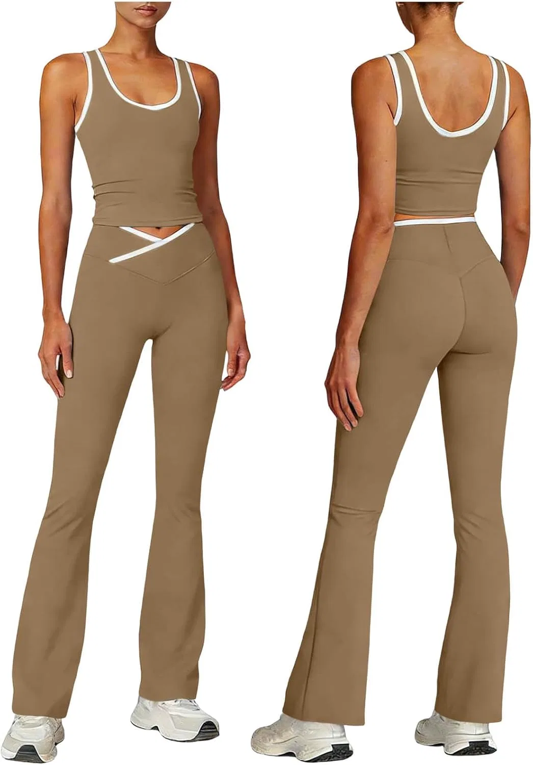 Спортивный костюм из топа и леггинсов, Khaki