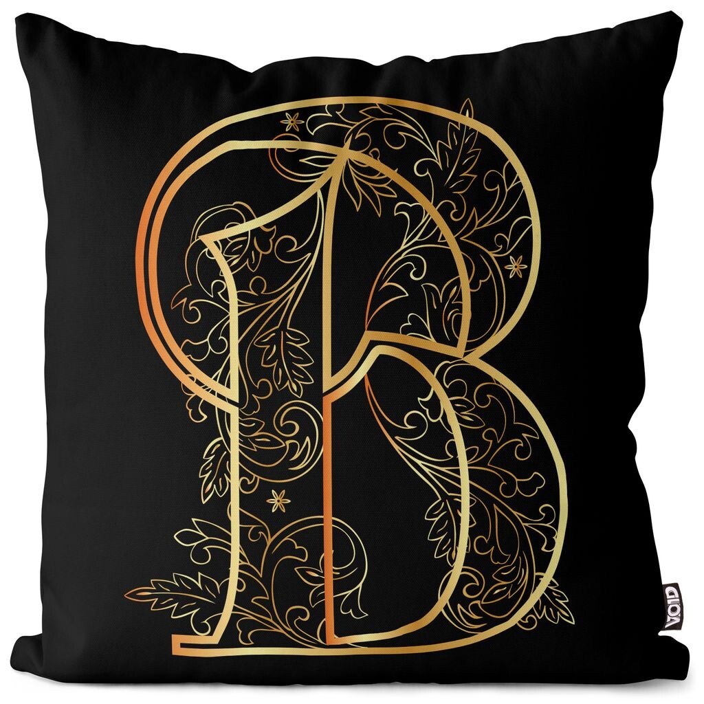 

VOID B Буква Цветочный винтажный чехол для подушки Полиэстер Водонепроницаемая подушка для улицы и дома Размер: 80 x 80 см