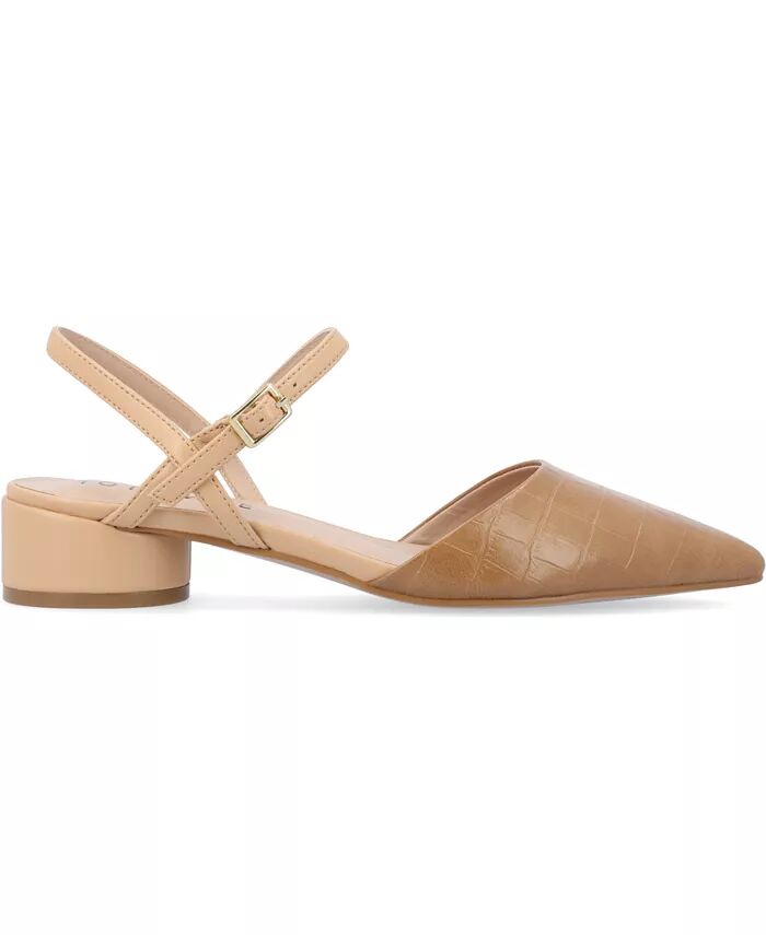 Женские туфли Brynn Block Heel с острым носком Journee Collection, коричневый/бежевый — фото 2
