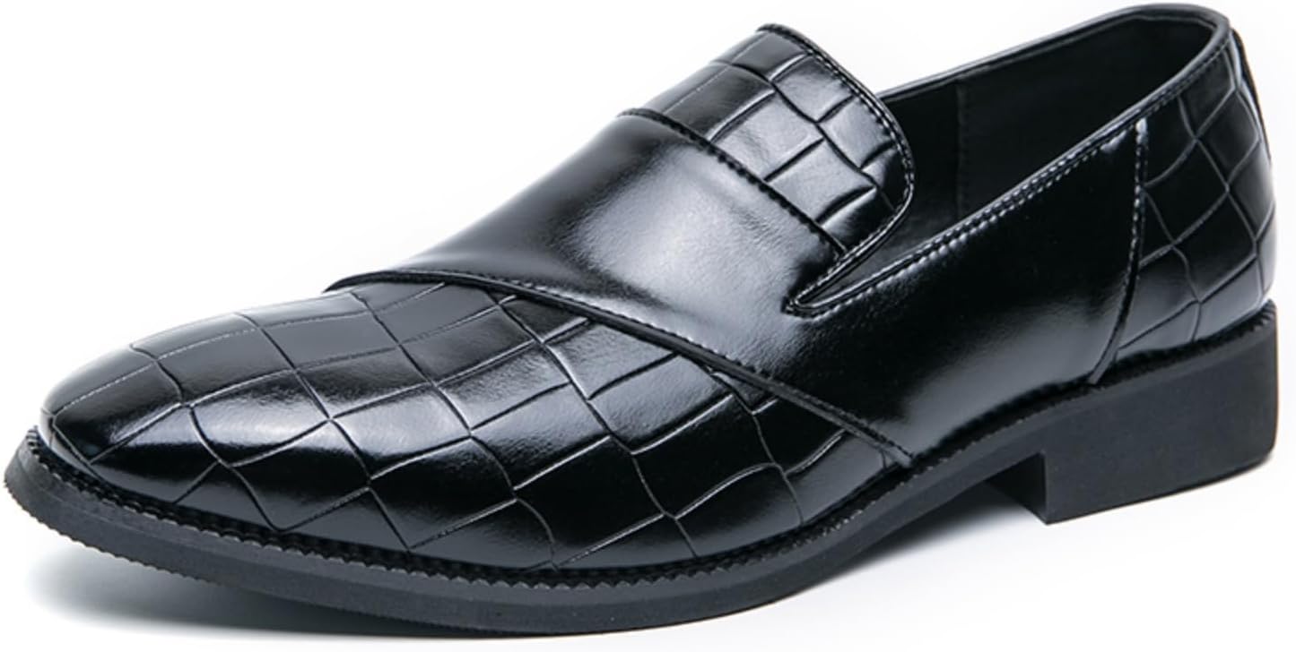 

Мужские лоферы из кожи с узором под крокодила- слипоны для деловой, свадебной, вечерней, выпускной, вождения и повседневной носки Kelibasi, черный