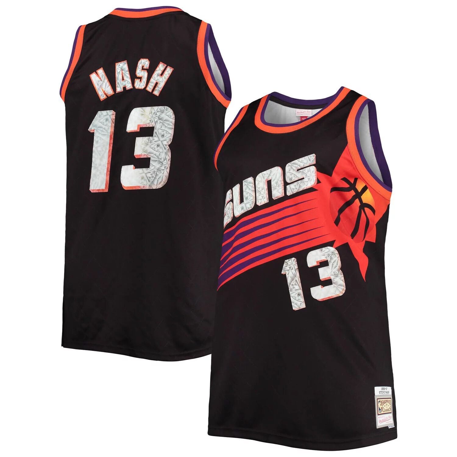 

Мужская майка Mitchell & Ness Steve Nash Black Phoenix Suns Big & Tall 1996-97 годов НБА, посвященная 75-летию Diamond Swingman