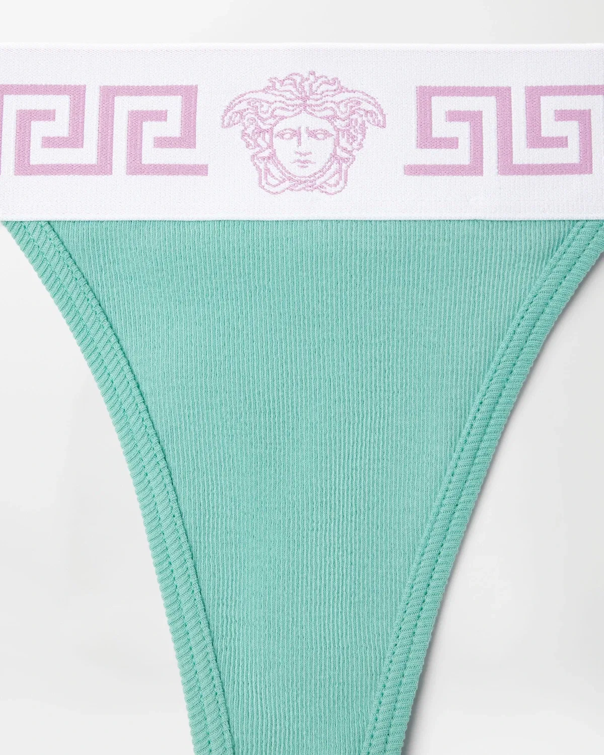 Стринги в рубчик из хлопка Versace, бирюзовый — фото 3