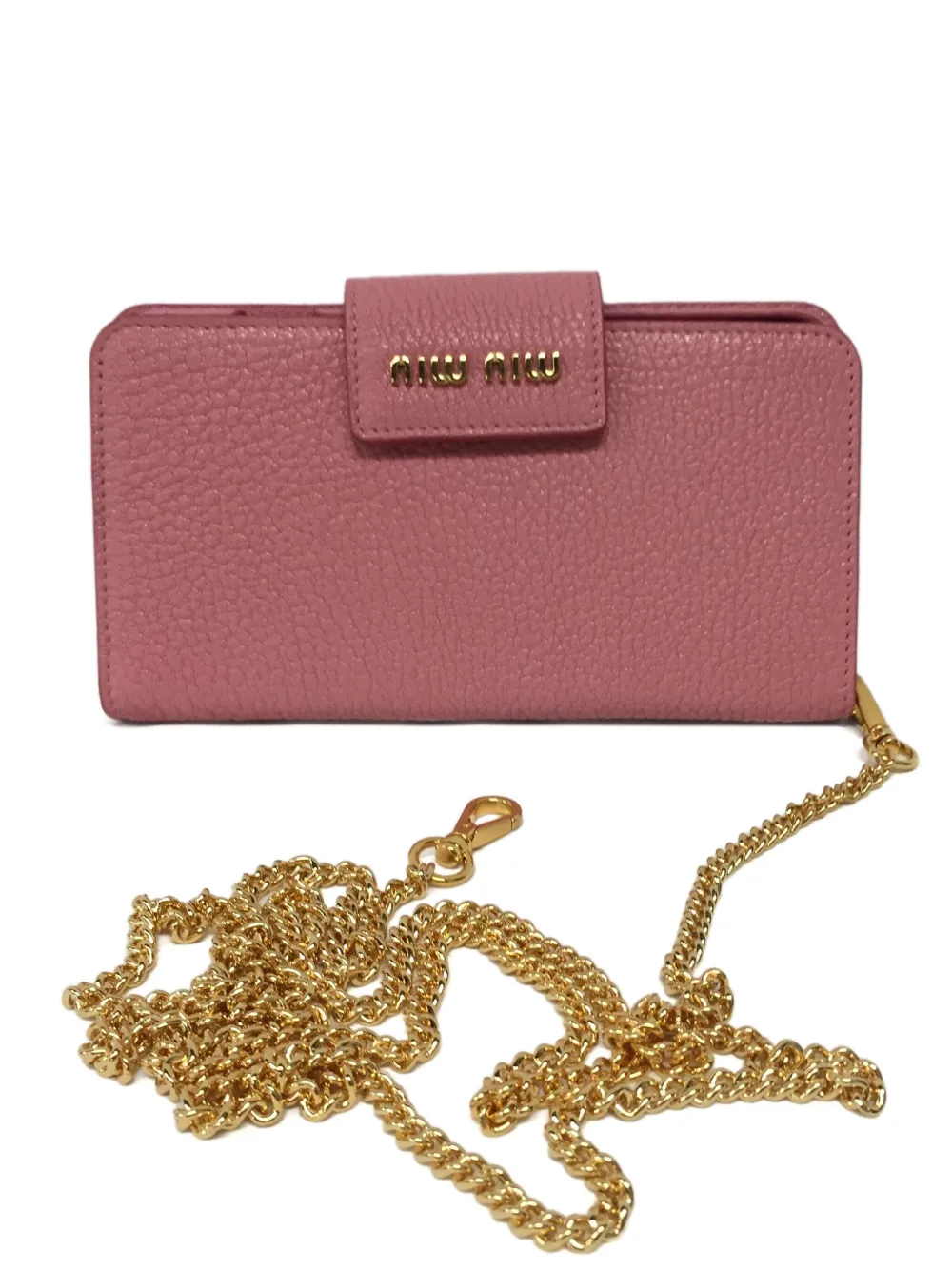 

Чехол для телефона из зернистой кожи Miu Miu, розовый