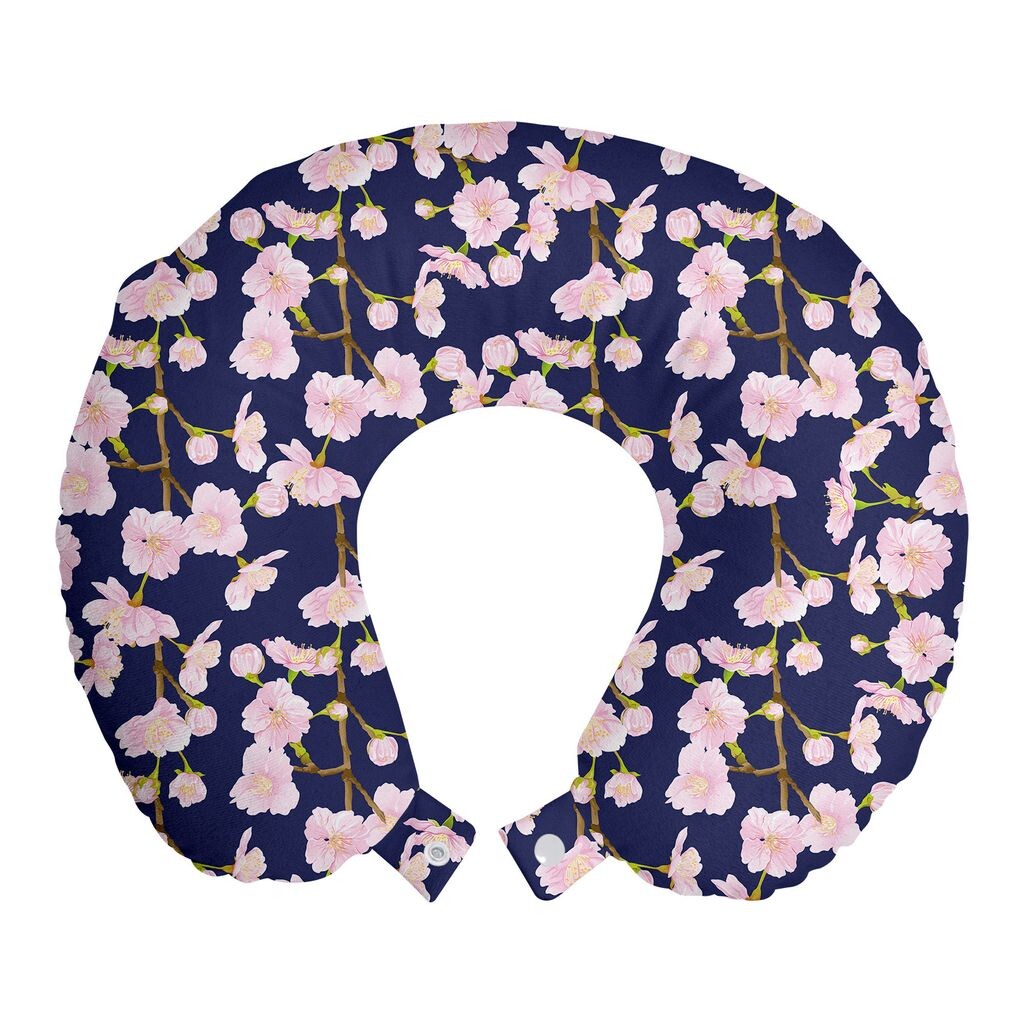 

ABAKUHAUS Summer Pink Дорожная подушка для шеи, изображение вишневого цвета, пенопластовые дорожные принадлежности для самолета и автомобиля, 30x30 см, темно-фиолетовый и разноцветный