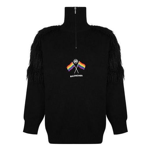 

Свитер Balenciaga LGBTQ Flag Zip Up Turtleneck Sweater 'Black', черный