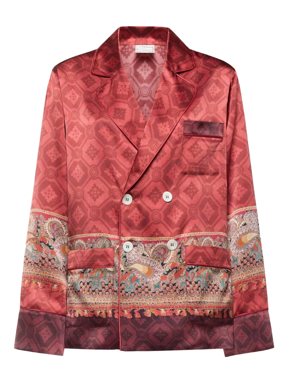 

Двубортный жакет с принтом "пейсли" Pierre-Louis Mascia, розовый