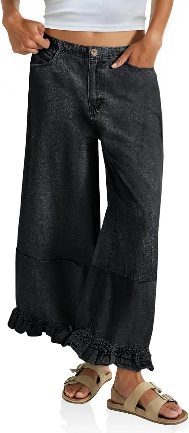 

Cicy Bell женские джинсы кроп с рюшами и карманами