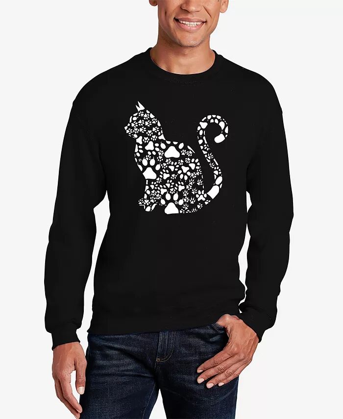 

Cat Claws - Мужская толстовка с круглым вырезом Word Art LA Pop Art, черный