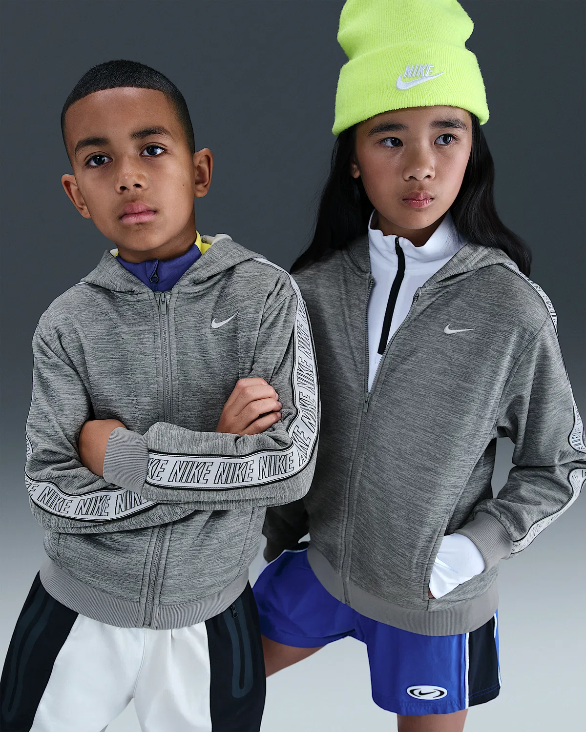 Детская толстовка Nike Sportswear Club Dri-FIT на молнии, Smoke Grey/Particle Grey/Heather/White