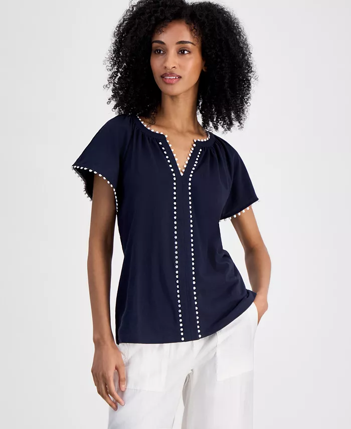 

Женский топ с отделкой пузырьками Tommy Hilfiger, синий