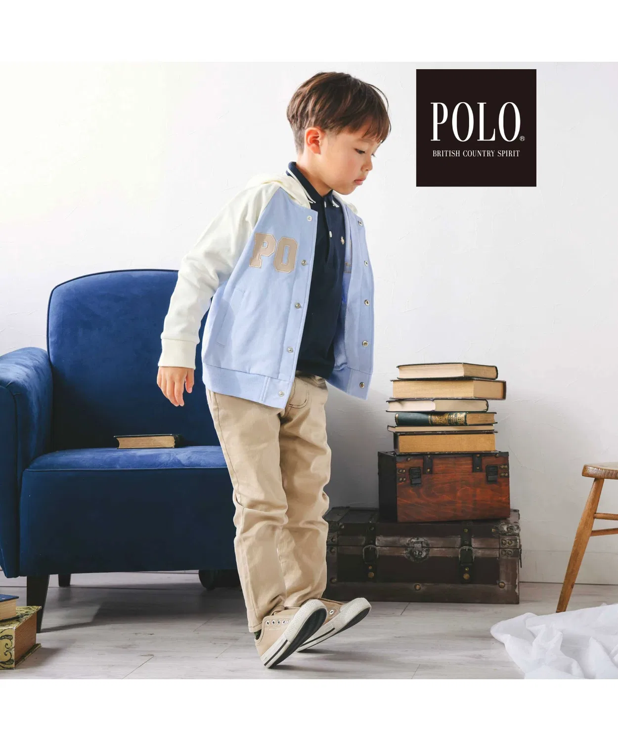 Детская кофта с капюшоном POLO BCS × SLAP SLIP, синяя — фото 3