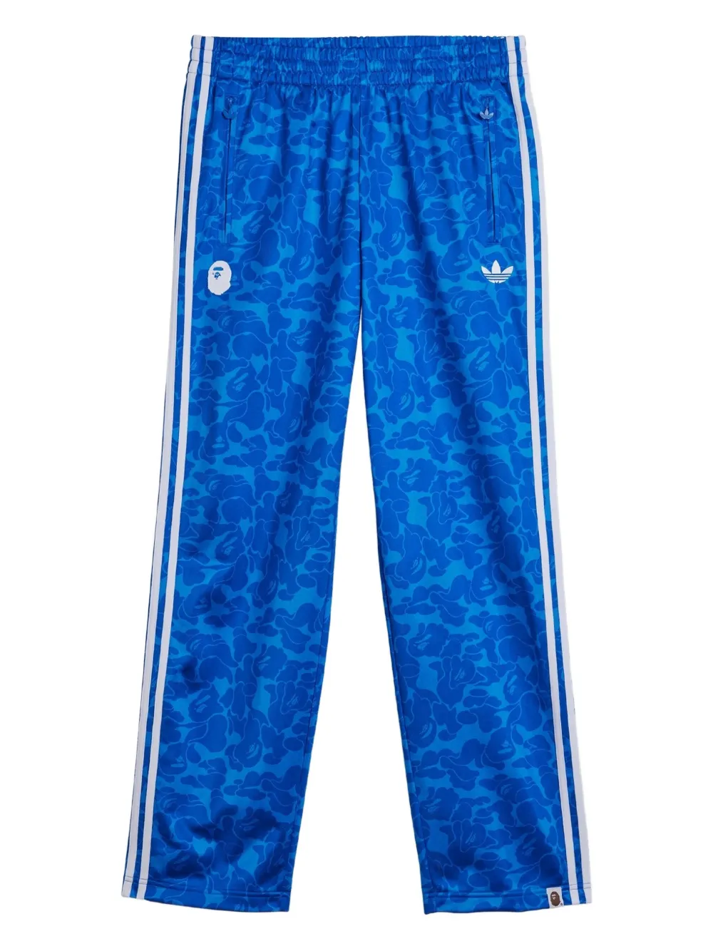 

Спортивные брюки X BAPE с камуфляжным принтом и полосками по бокам adidas, синий