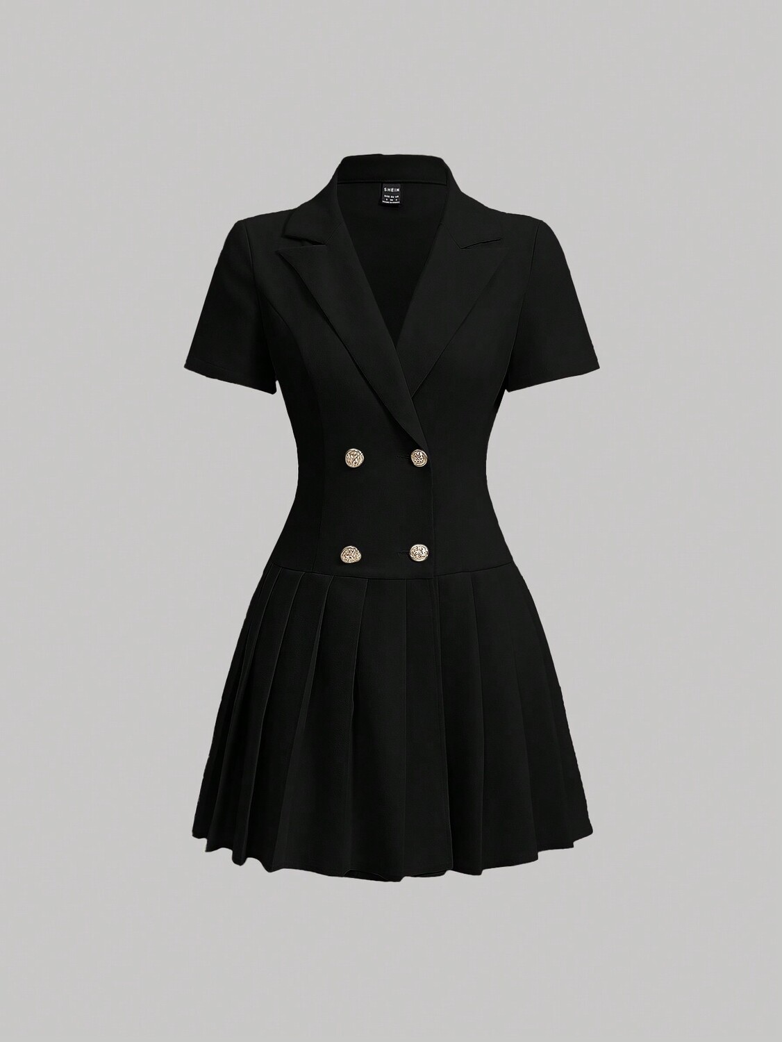 

SHEIN MOD женское платье, двубортное, с глубоким вырезом, черный цвет