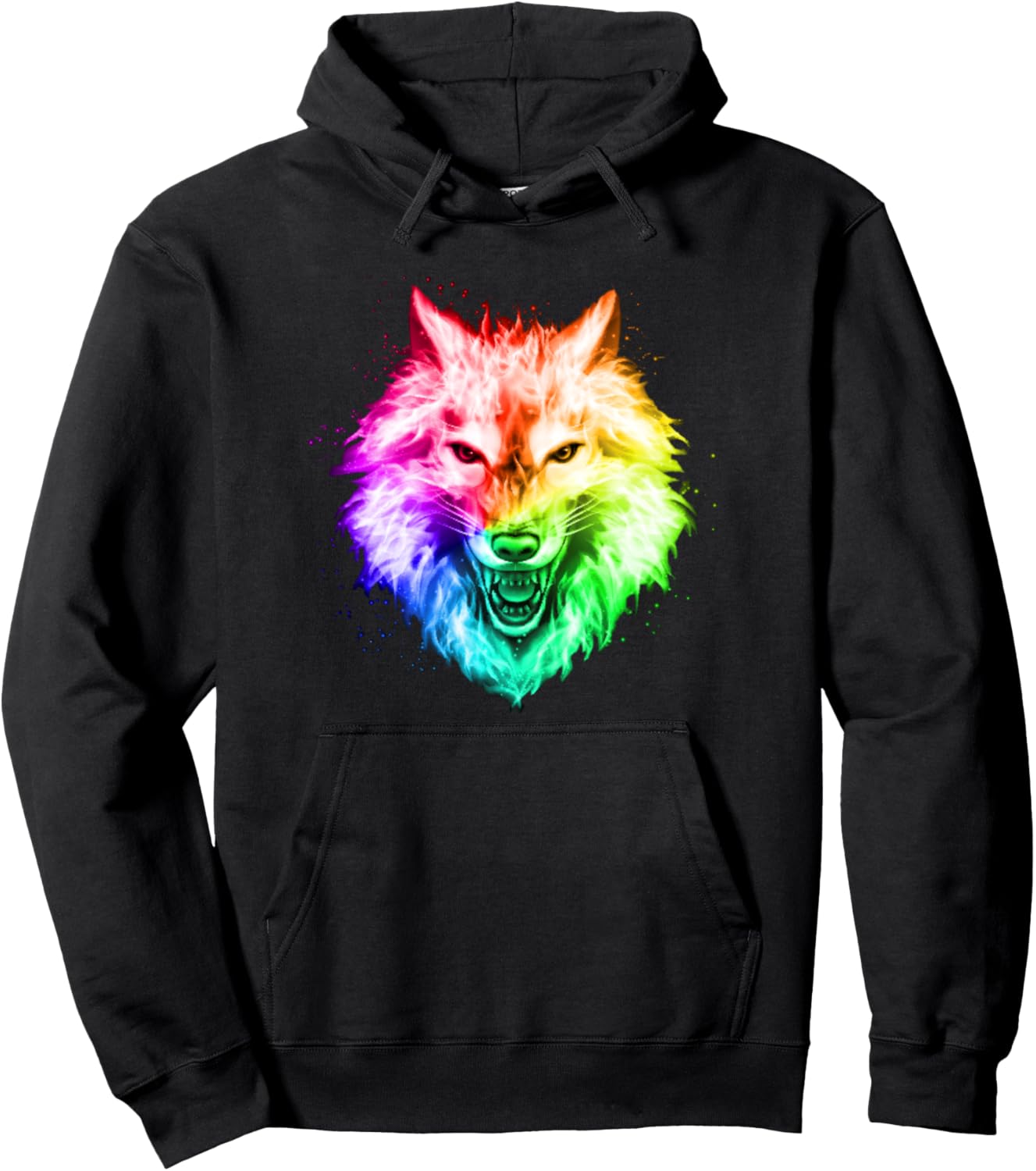 

Яркая красочная толстовка с изображением головы волка - толстовка с радужным рисунком воющей волчьей морды Cute Wolf Howling At Full Moon Birthday Gift, черный