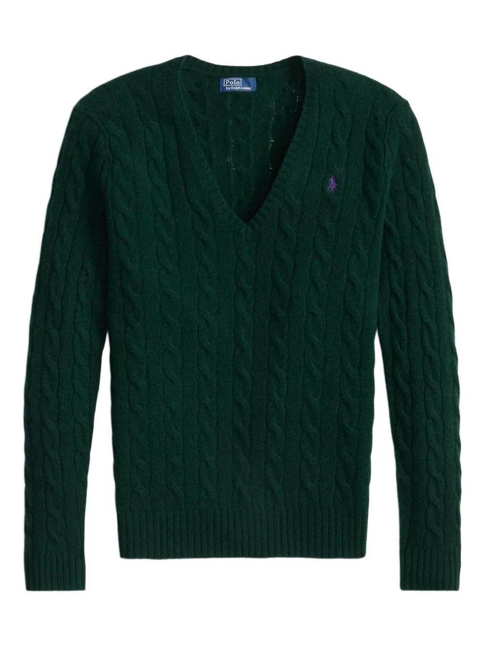 

Пуловер с V-образным вырезом, связанный косами POLO RALPH LAUREN, зеленый
