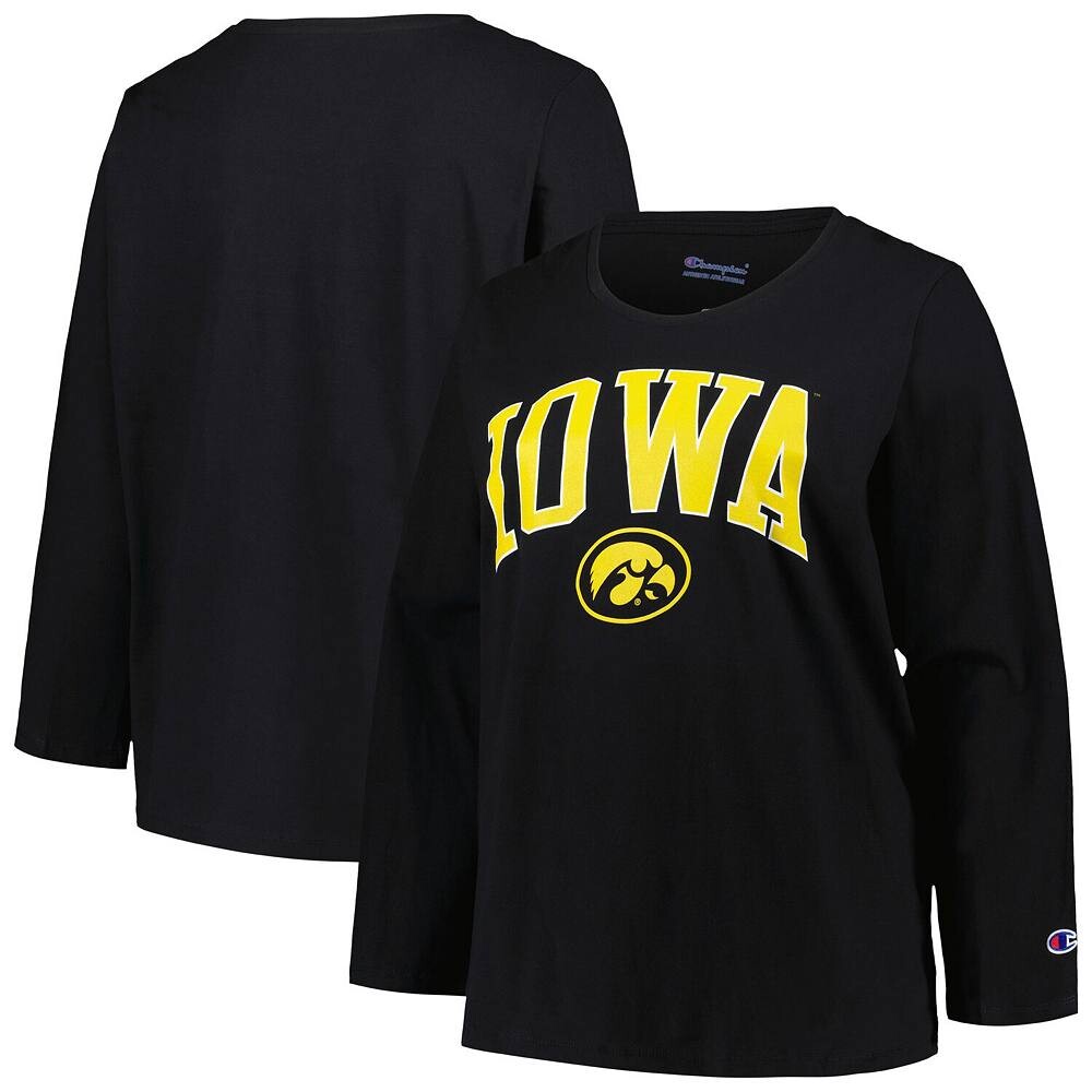

Женская футболка Iowa Hawkeyes размера плюс с круглым вырезом и длинными рукавами, арка над логотипом, черная Profile, цвет Iwa Black