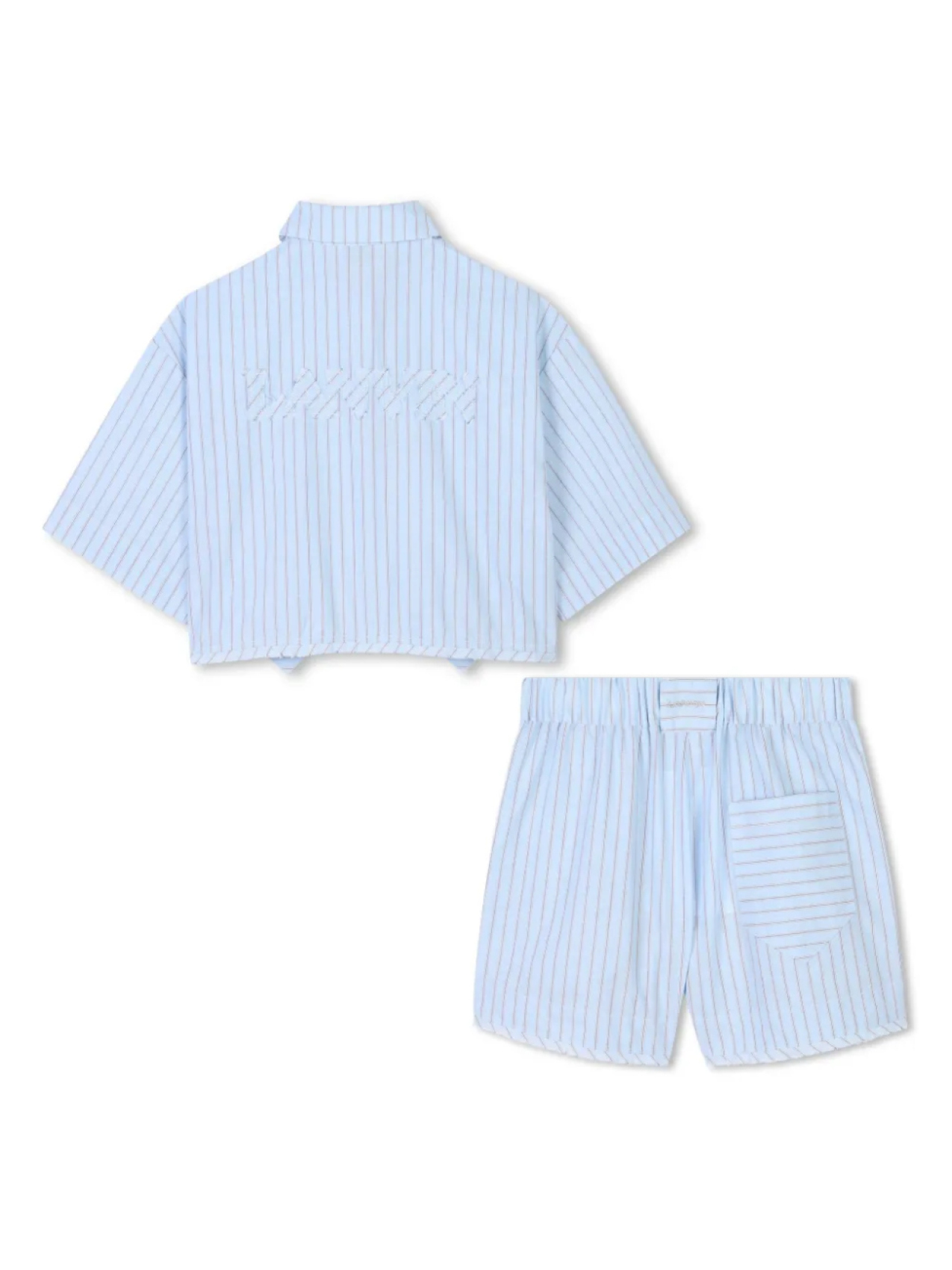 Lanvin Enfant комплект из рубашки и шортов в полоску, синий — фото 2