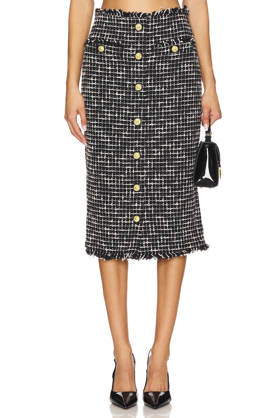 

Миди-юбка в стиле tai snap L'Agence, black & ecru