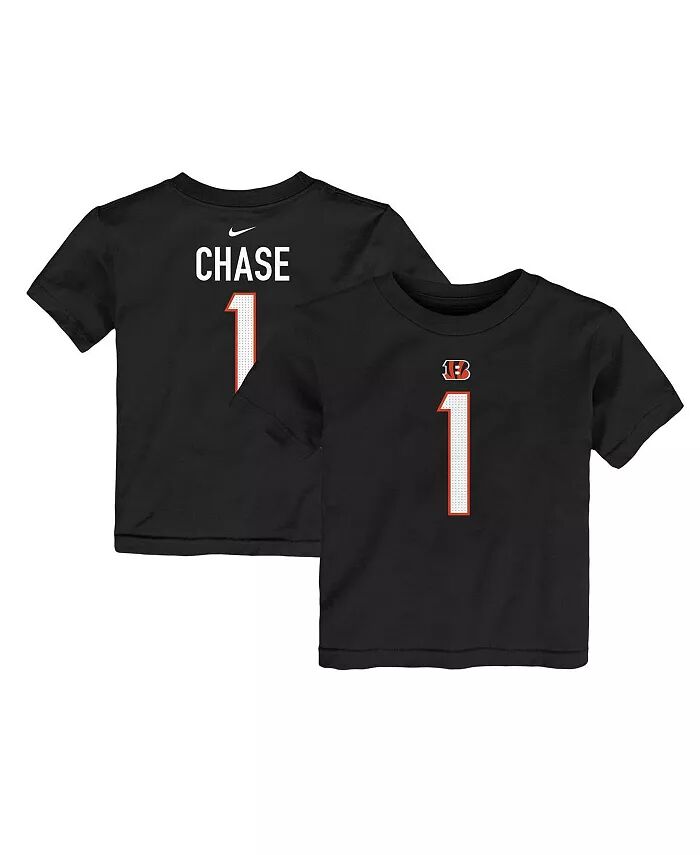 

Футболка Ja'Marr Chase Black Cincinnati Bengals с именем и номером игрока для мальчиков и девочек Nike