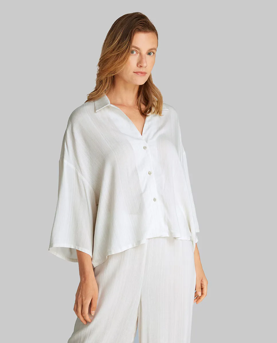 

ТКАНАЯ ВИСКОЗА Футболка с коротким рукавом Calvin Klein, цвет Crema