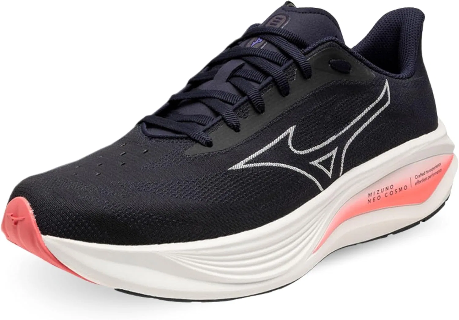 Мужские легкие беговые кроссовки Mizuno Neo Cosmo Baritone синего/белого/ударного цвета, 8 унций