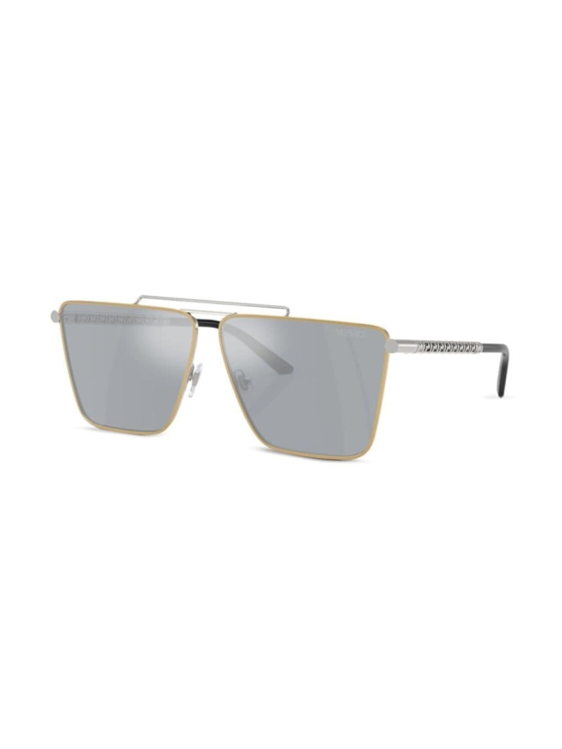 Солнцезащитные очки Tubular Greca в квадратной оправе Versace Eyewear, золотистый — фото 2