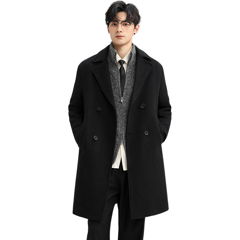 

Пальто мужское с воротником-стойкой, утепленное и на флисе, прямого кроя VanCamel, черный