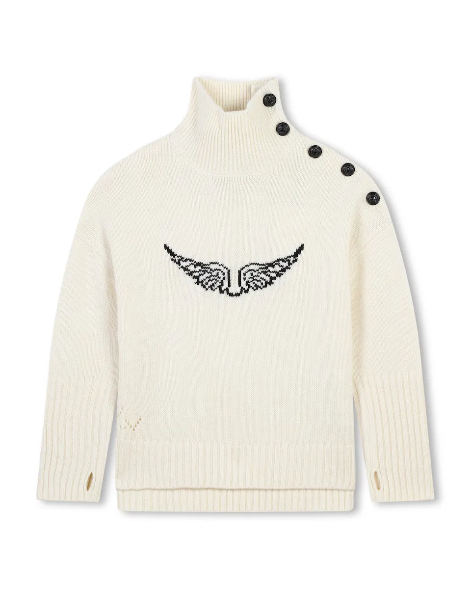 

Свитер с длинными рукавами натурального цвета для девочки Zadig & Voltaire