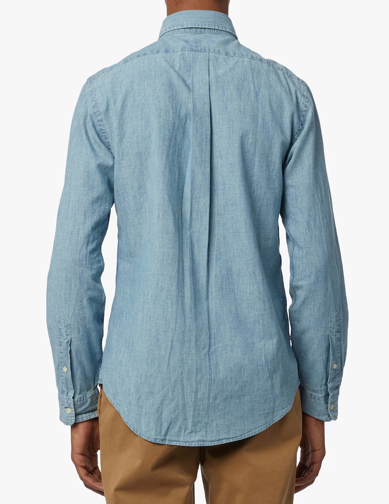 Спортивная рубашка из шамбре приталенного кроя Polo Ralph Lauren, цвет Chambray — фото 3