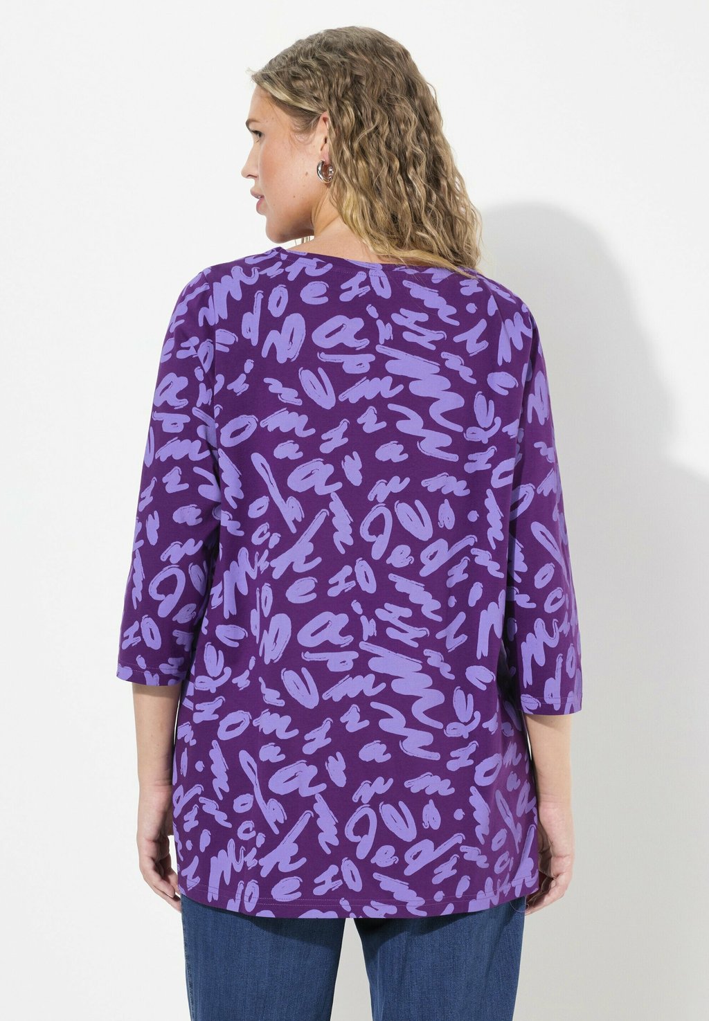 

Топ с длинными рукавами SCRIBBLE SQUARE NECK 3/4 SLEEVE Ulla Popken, фиолетовый