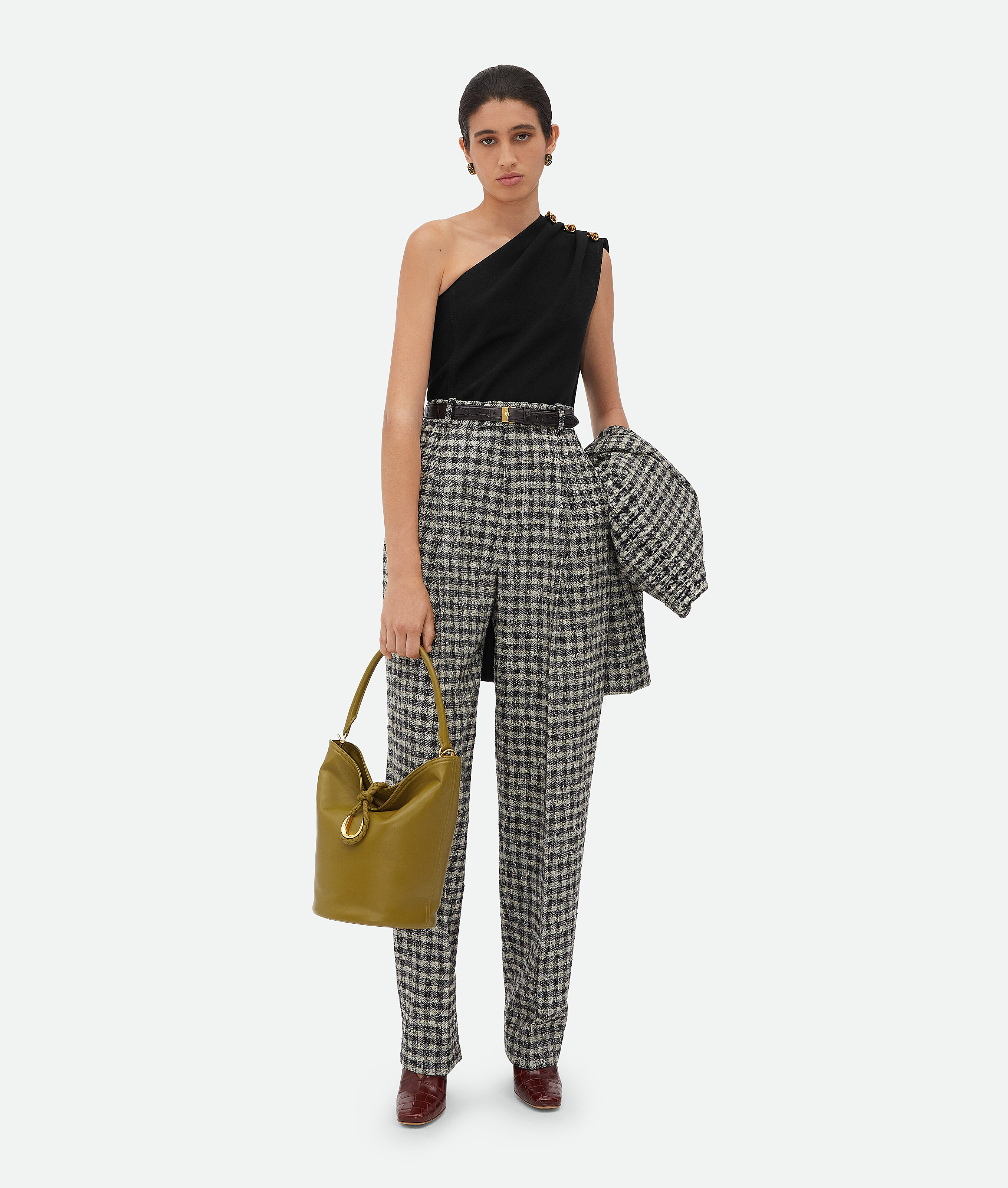 

Брюки из шерсти букле в клетку Bottega Veneta