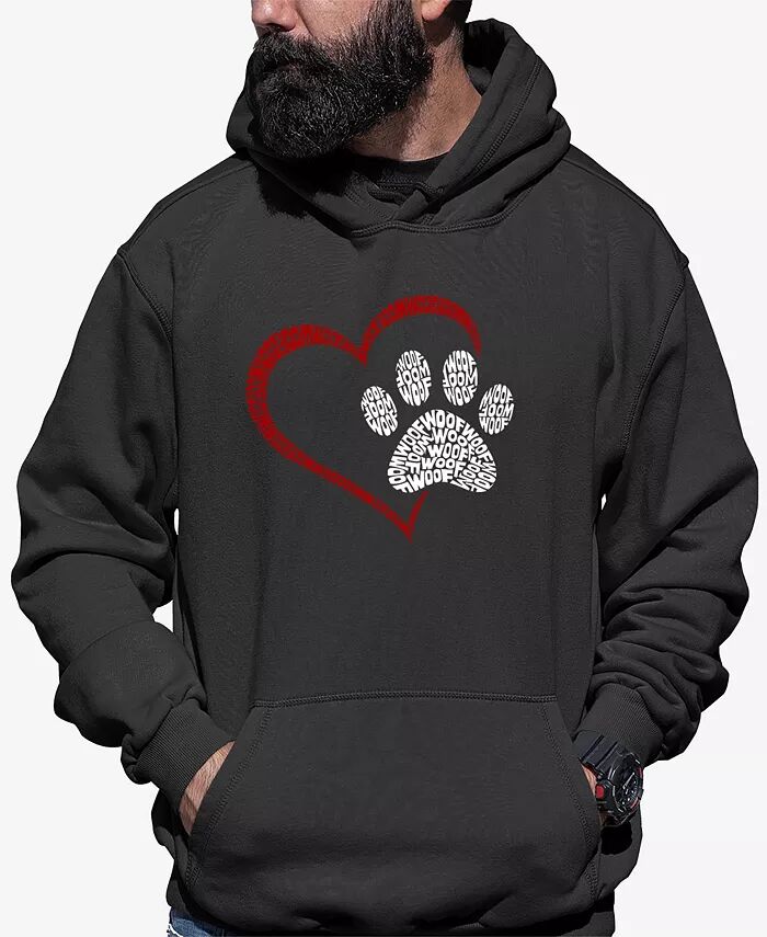 

Paw Heart - Мужская толстовка с капюшоном Word Art LA Pop Art, серый