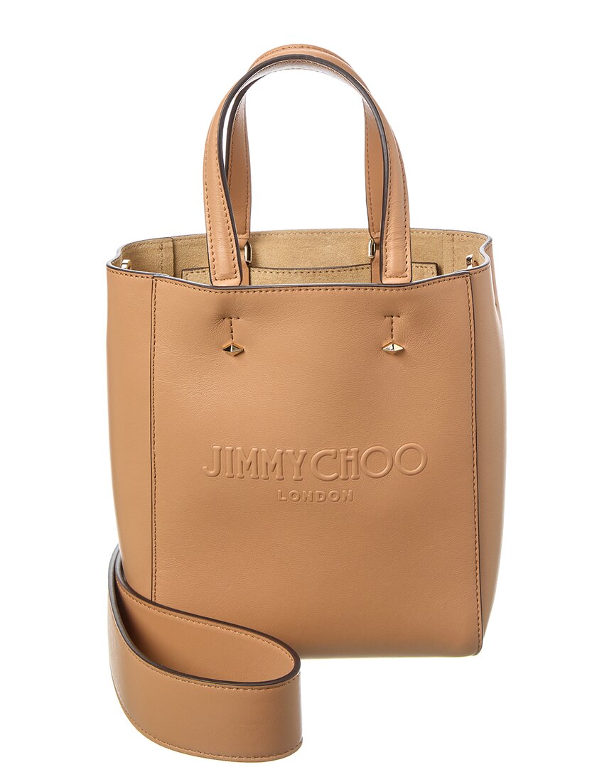 

Джимми Чу Ленни Небольшая кожаная сумка-тоут Jimmy Choo, коричневый
