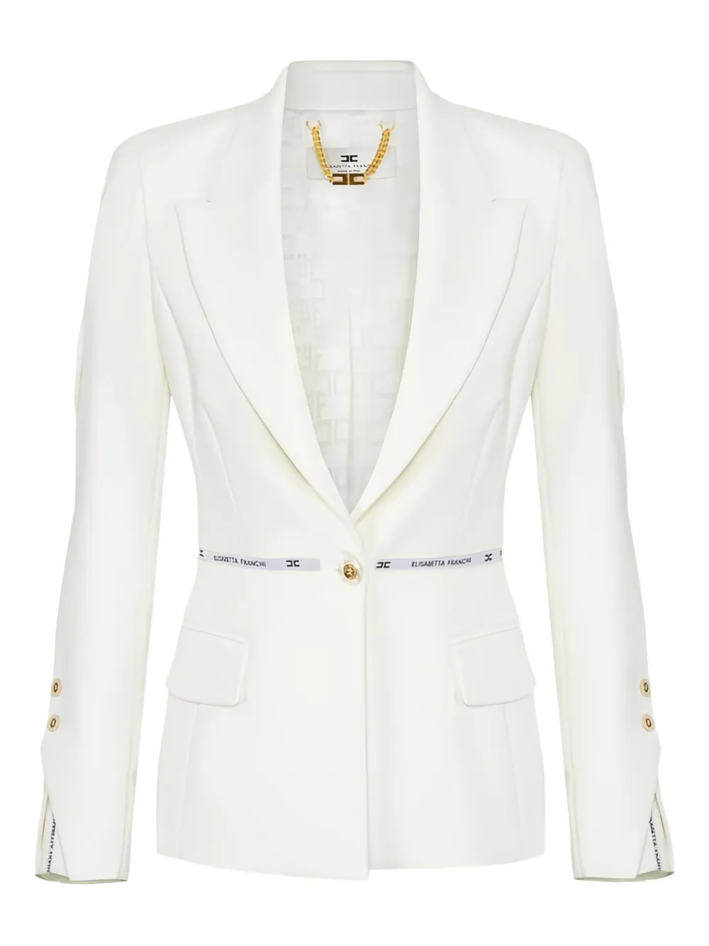 

Креповый пиджак с лентой с логотипом Elisabetta Franchi, белый