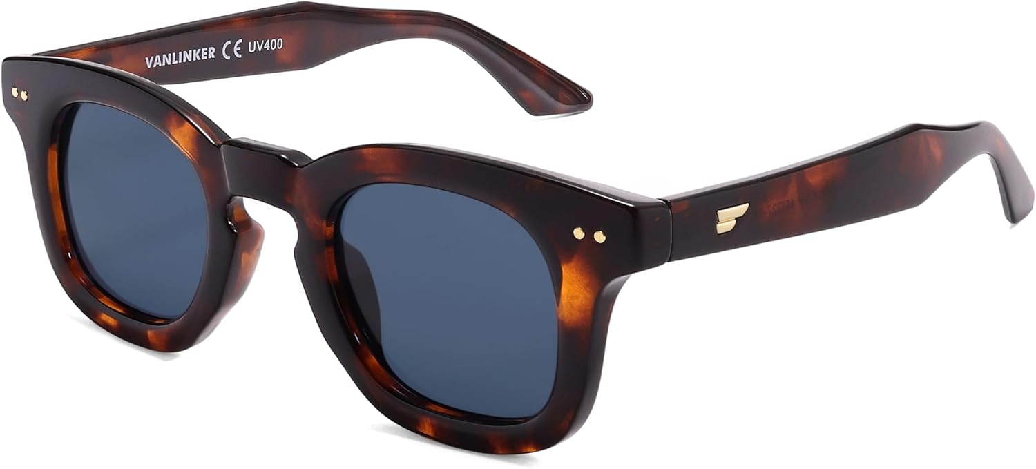 

Солнцезащитные очки VANLINKER Retro Small Chunky Square Polarized для мужчин и женщин, модель VL9881 (в стиле ретро, ​​с плотной оправой), C4-polarized Blue Lens/Tortoise Frame
