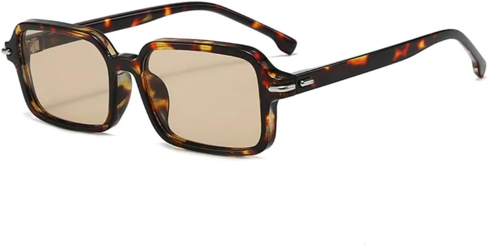 

Модные прямоугольные женские солнцезащитные очки в стиле ретро с заклепками, модные мужские зеленые солнцезащитные очки с защитой от УФ-излучения UV400 UUPTTPL, Leopard Champagne