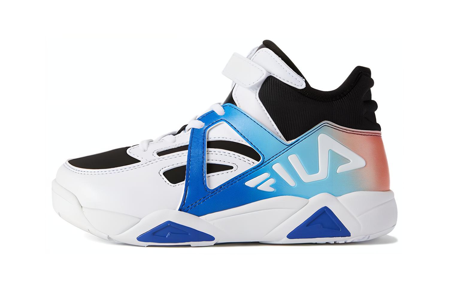 

Амортизирующие износостойкие баскетбольные кроссовки высокие черно-белые для детей 3-7 лет FILA KIDS