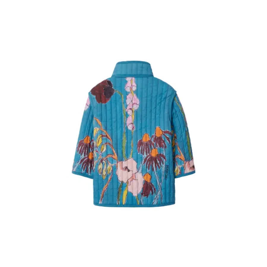 Burberry Girls Thistle Стеганая эластичная нейлоновая куртка, Teal Ip Ptn — фото 2