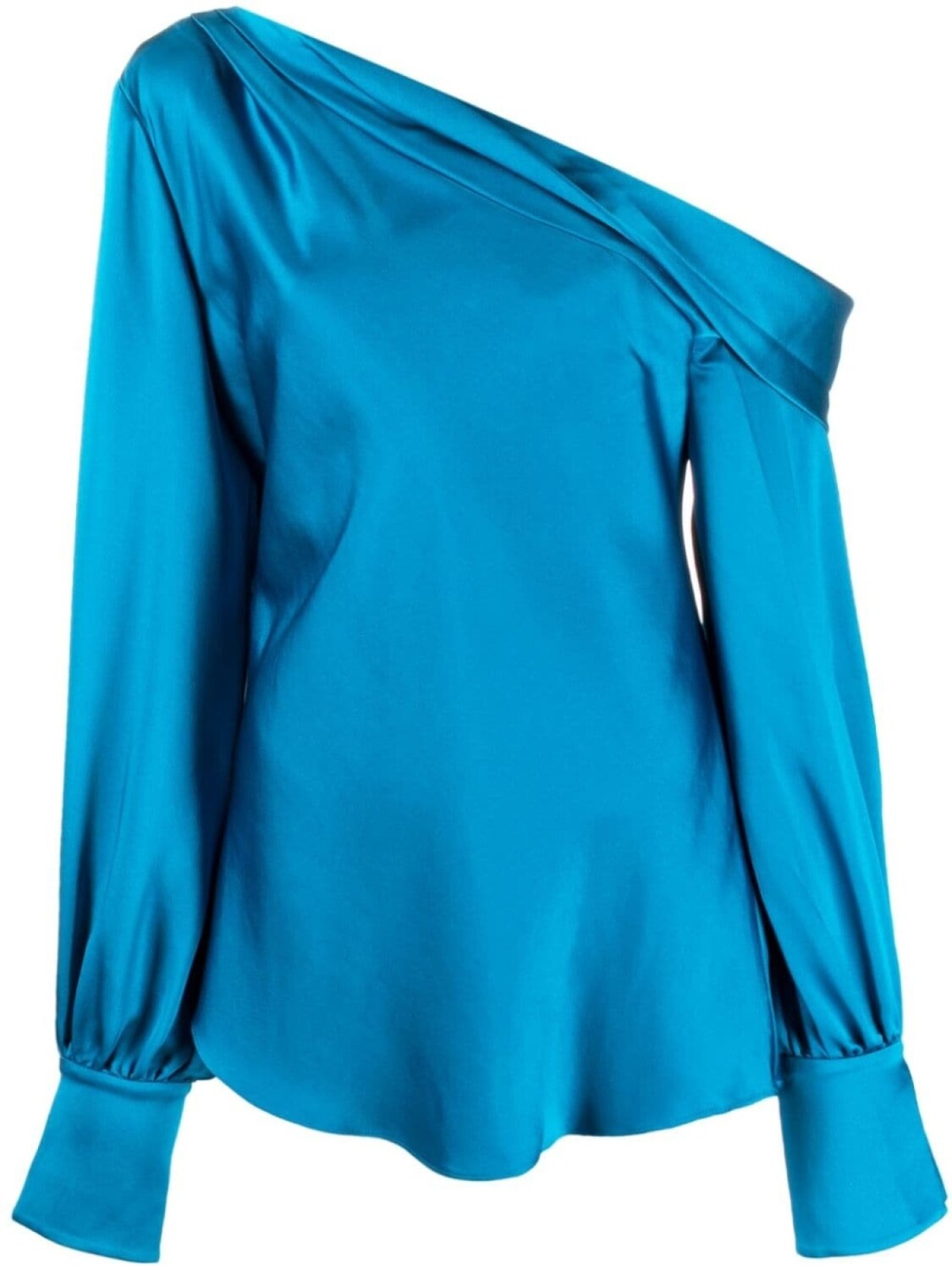 

Simkhai Alice satin off-shoulder top, синий