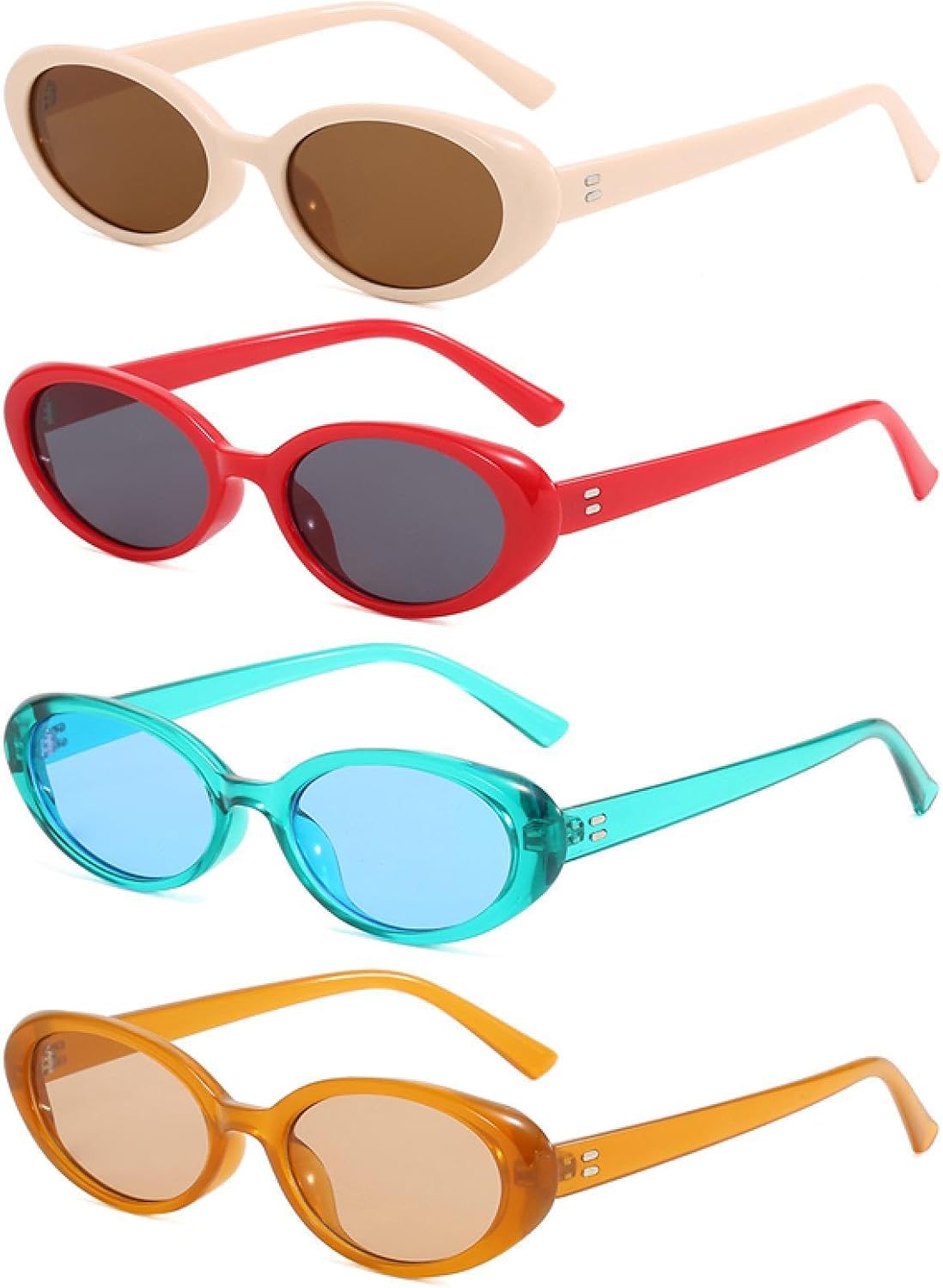 

Солнцезащитные очки с защитой от УФ-излучения UV400 | Маленький овальный размер | Для женщин и мужчин | Для занятий спортом на открытом воздухе и вождения DSVIGF, 4pcs Mixed Color